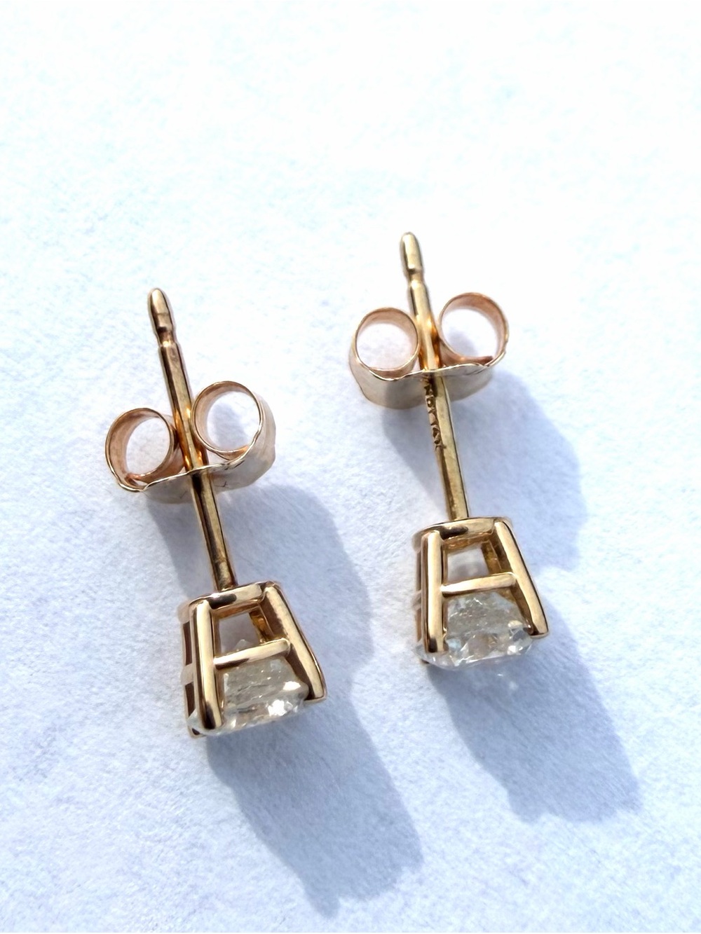 14k Yellow Gold .20ctw Diamond Stud Earrings - Picture 4 of 5